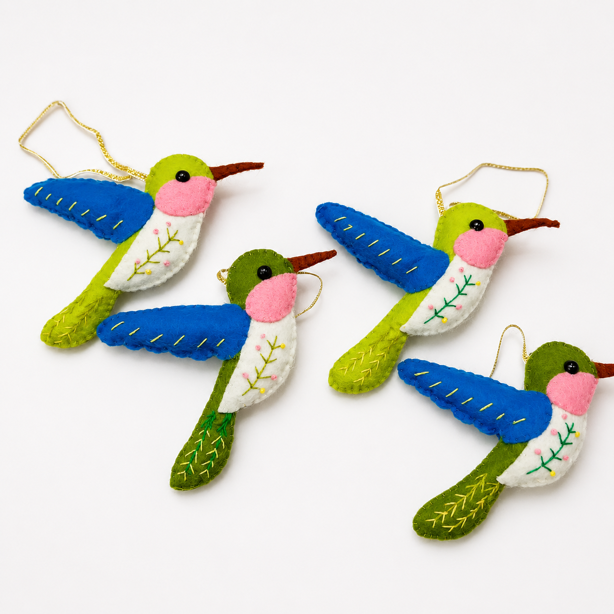 Embroidered Felt Hummingbird