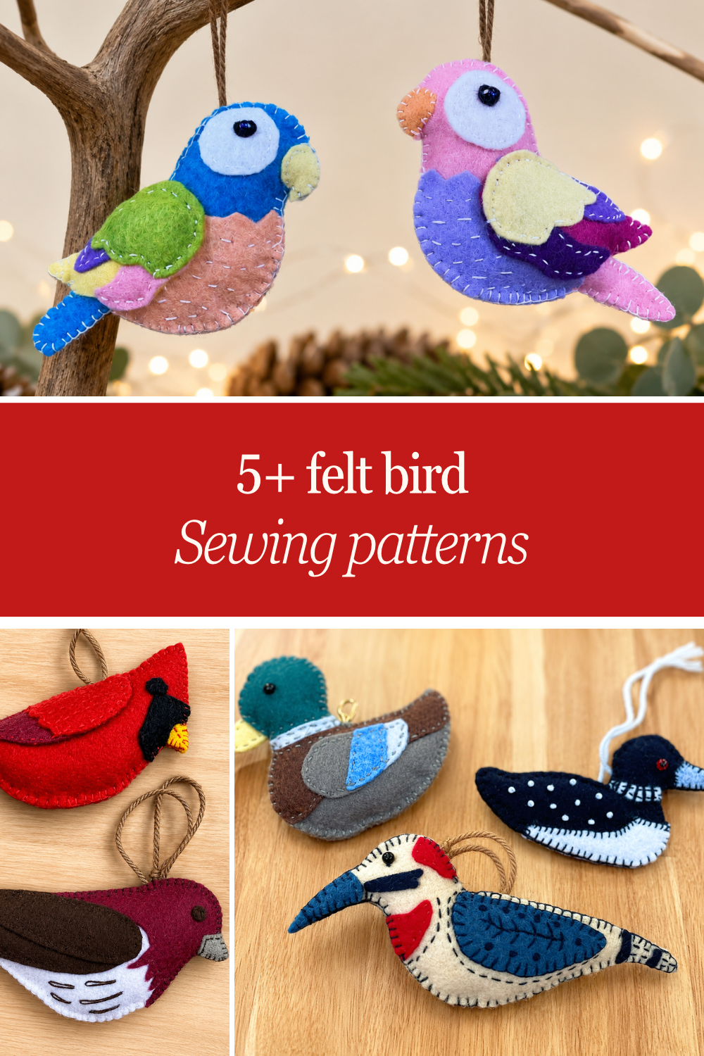 5 Felt Bird Patterns: Backyard Birds